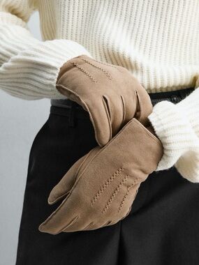 NWT Zara Man Accessories COMBINATION LEATHER GLOVES Size M